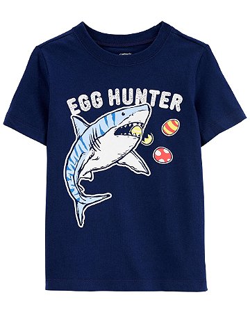 Camiseta Egg Hunter Tubarão - 12m (9 a 12 meses) - Carter's