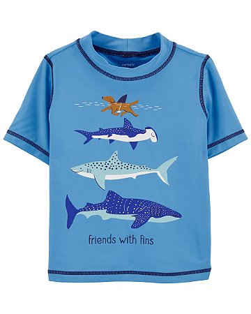 Camiseta UV Tubarão Azul - 12m (9 a 12 meses) - Carter's