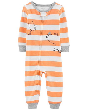 Pijama sem pezinho Hipopotamo Laranja - 18m (12 a 18 meses) - Carter's