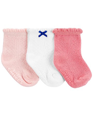 Kit 3 Meias Branca/Rosa - 12 a 24 Meses - Carter's