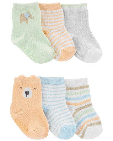 Kit 6 Meias Laranja Verde Claro - 12 a 24 Meses - Carter's