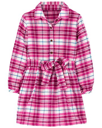 Vestido Xadrez Rosa Amarração - 2T (2 a 3 anos) - Carter's