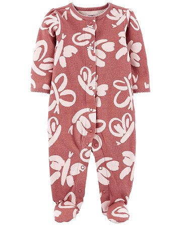 Pijama com pezinho Borboleta Coral - 3m (1 a 3 meses) - Carter's