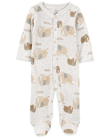 Pijama com pezinho Elefante Bege - 6m (3 a 6 meses) - Carter's