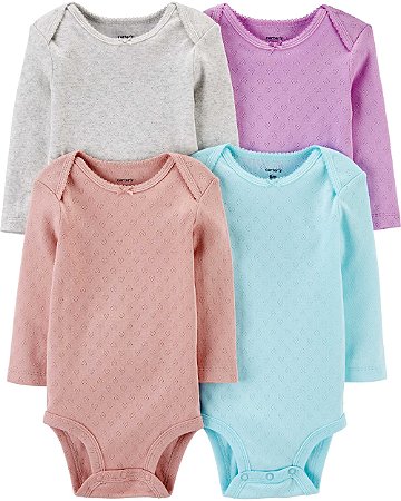 Kit Body 4 Peças Roxo/Azul - 3m (1 a 3 meses) - Carter's