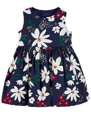 Vestido Evasê Floral Azul - 9m (6 a 9 meses) - Carter's