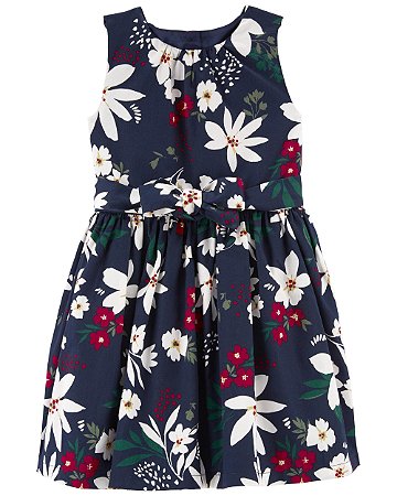 Vestido Evasê Floral Azul - 3T (3 a 4 anos) - Carter's