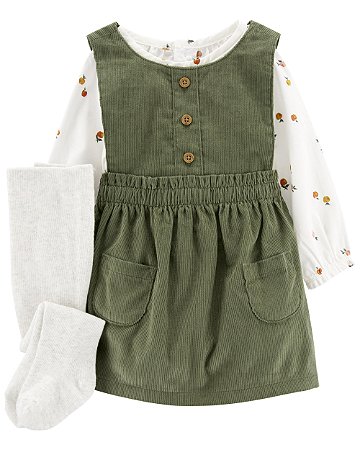 Jardineira/Vestido Veludo Verde - 24m (18 a 24 meses) - Carter's