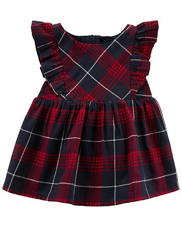 Vestido Xadrez Vermelho/Azul Marinho - 9m (6 a 9 meses) - Oshkosh