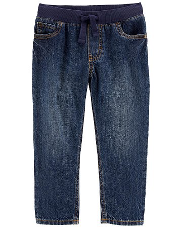 Calça Jeans cós de tecido azul marinho - 2T (2 a 3 anos) - Carter's