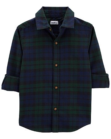 Camisa Social Xadrez Azul Marinho/Verde - 2T (2 a 3 anos) - Carter's