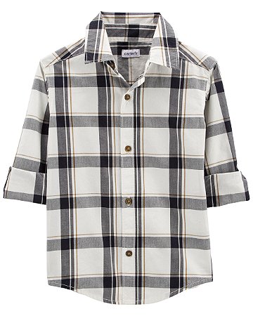Camisa Social Xadrez Branca/Preta - 2T (2 a 3 anos) - Carter's