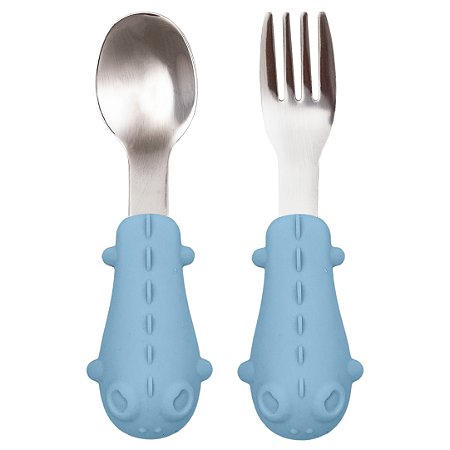Kit Talheres cabo em Silicone Azul - Buba