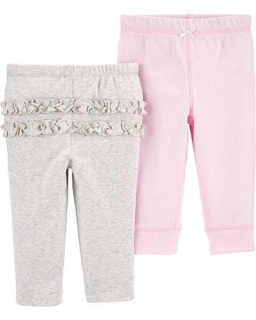 2 Calças Mescla/Rosinha - 12m (9 a 12 meses) - Carter's
