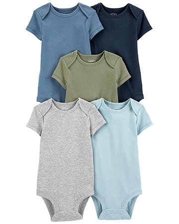 Kit Body 5 Peças Liso Verde Musgo/Azul - 18m (12 a 18 meses) - Carter's