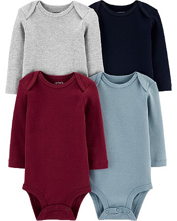 Kit Body 4 Peças Vinho/Azul - 3m (1 a 3 meses) - Carter's