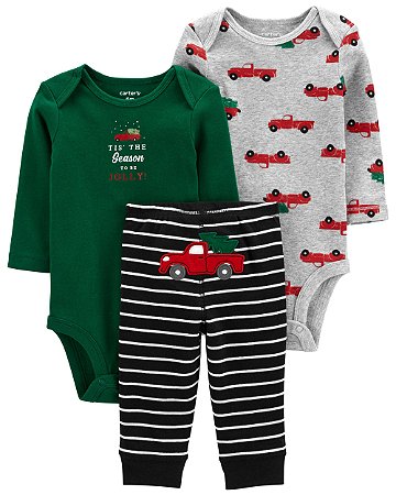 Conjunto 3 Peças Caminhonete Verde/Vermelho - 3m (1 a 3 meses) - Carter's