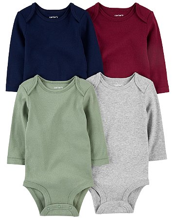 Kit Body 4 Peças Verde/Cinza - 12m (9 a 12 meses) - Carter's