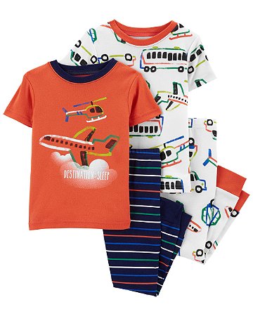 Kit Pijama 4 peças Avião - 12m (9 a 12 meses) - Carter's