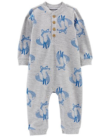 Macacão Cinza Raposa Azul - 6m (3 a 6 meses) - Carter's