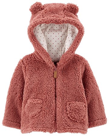 Cardigan Capuz Urso Azul Rose - 6m (3 a 6 meses) - Carter's