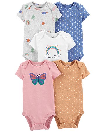 Kit Body 5 Peças Borboleta - 3m (1 a 3 meses) - Carter's