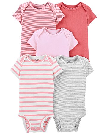 Kit Body 5 Peças Tons de Rosa - 3m (1 a 3 meses) - Carter's