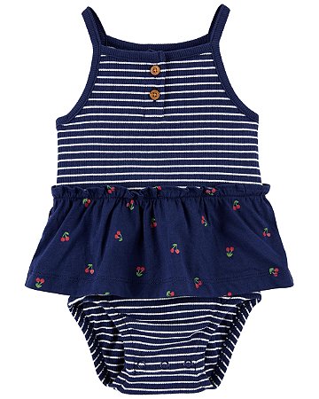 Body Vestido Azul Marinho Cereja - 18m (12 a 18 meses) - Carter's