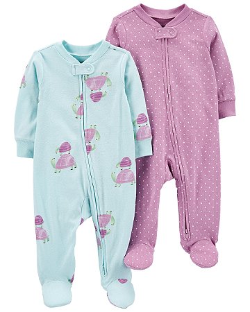 Kit 2 Pijamas Tartaruga Roxo/Azul - 3m (1 a 3 meses) - Carter's