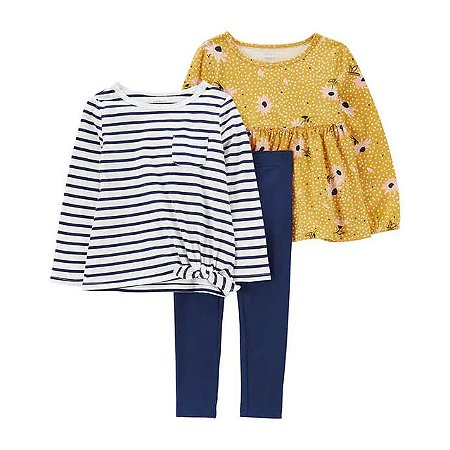 Conjunto 3 peças Manga Longa Bata Amarela - 2T (2 a 3 anos) - Carter's