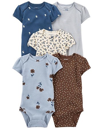 Kit Body 5 peças Flores e Coelhinho Azul - 24m (18 a 24 meses) - Carter's