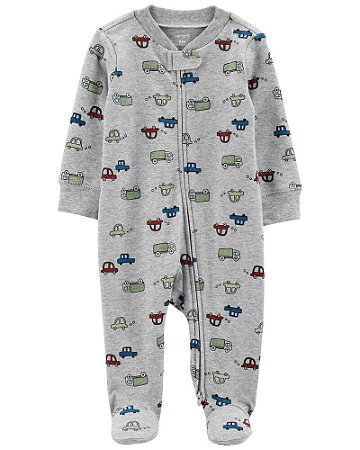 Pijama com pezinho Cinza Carros - 3m (1 a 3 meses) - Carter's