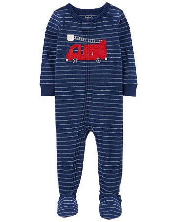 Pijama com pezinho Azul Marinho Bombeiro - 12m (9 a 12 meses) - Carter's