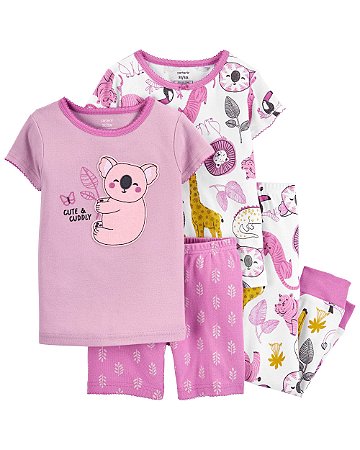 Kit Pijama 4 peças Coala Lilás - 2T (2 a 3 anos) - Carter's