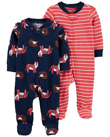 Kit 2 pijamas com pezinho Tigre vermelho - RN - Carter's