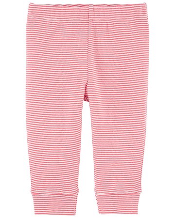 Calça Jogger Rosa Listrada - 12m (9 a 12 meses) - Carter's