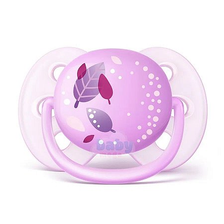 Chupeta Ultra Soft Unitária Lilás Folhas - 0 a 6 meses - Philips Avent
