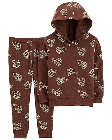 Conjunto 2 Peças Moletom Colheitadeira Marrom - 12m (9 a 12 meses) - Carter's