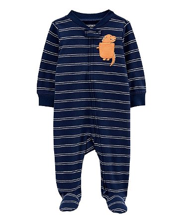 Pijama com pezinho Azul Dino bolso - 9m (6 a 9 meses) - Carter's