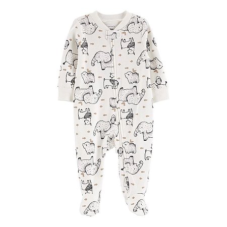 Pijama com pezinho Elefante Bebê Branco - 9m (6 a 9 meses) - Carter's