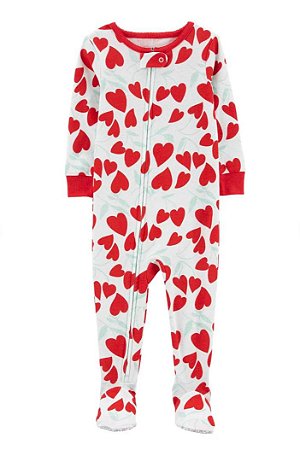 Pijama com pezinho Corações Vermelho - 24m (18 a 24 meses) - Carter's