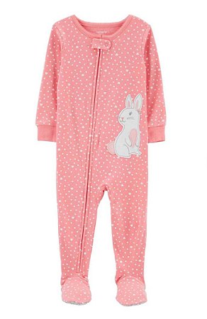 Pijama com pezinho Rosa Coelho Branco - 24m (18 a 24 meses) - Carter's