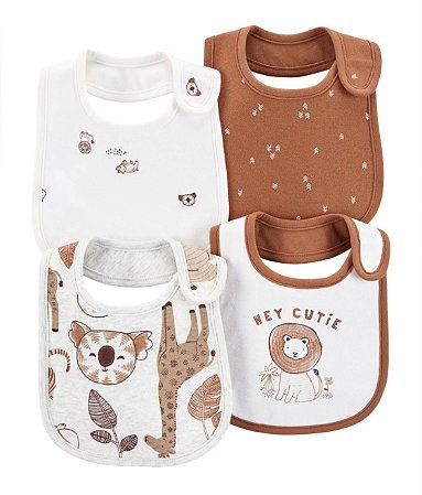 Kit 4 Babadores de Tecido Girafa Marrom - Carter's