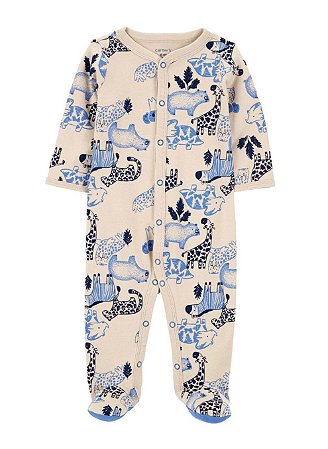 Pijama com pezinho Bege Safari - 6m (3 a 6 meses) - Carter's