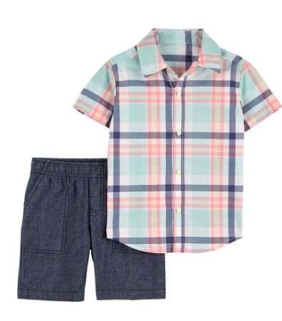 Conjunto 2 peças Xadrez Azul/Rosa - 3T (3 a 4 anos) - Carter's