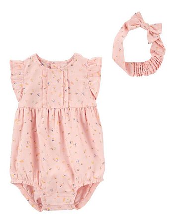 Body Florzinha Rosinha + Faixa - 24m (18 a 24 meses) - Carter's
