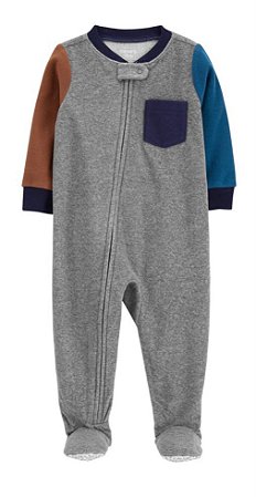 Pijama com pezinho Cinza Colorblock - 3T (3 a 4 anos) - Carter's