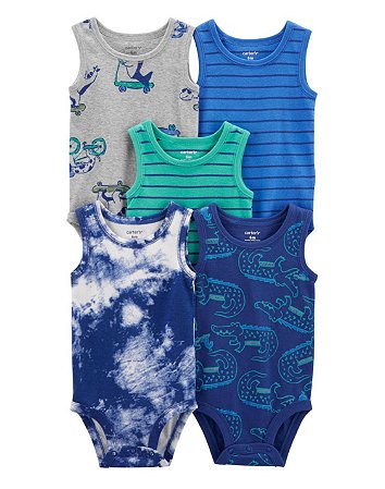 Kit Body 5 Peças Cavado Azul Jacaré - 3m (1 a 3 meses) - Carter's