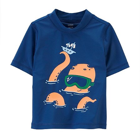 Camiseta UV Azul Polvo Laranja - 2T (2 a 3 anos) - Carter's