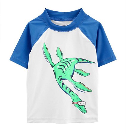 Camiseta UV Azul/Branca Dino - 2T (2 a 3 anos) - Carter's